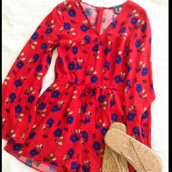 Forever 21 | Red romper with patterns - Picture 2 of 8